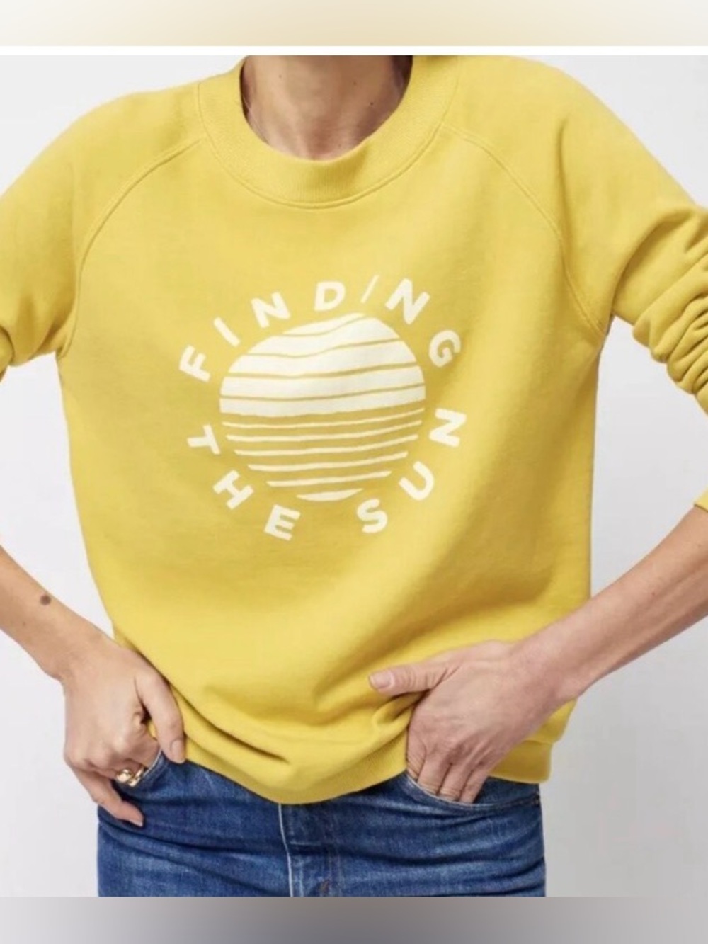 FAHERTY FINDING THE SUN CREWNECK SWEATSHIRT COTTON
YELLOW ‘SUN IN GLOW’ SZ SMALL